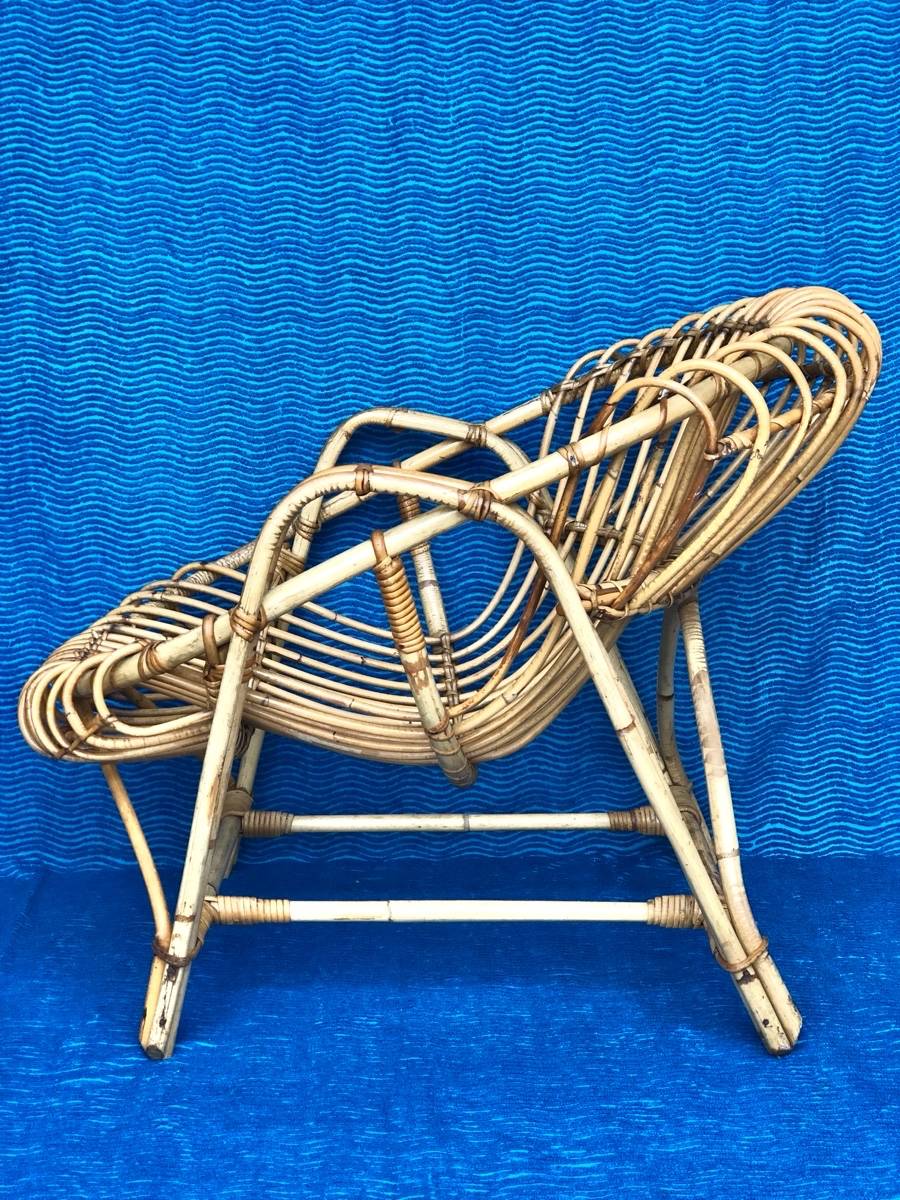 Fauteuil en rotin et osier ancien attribué à Franco Albini