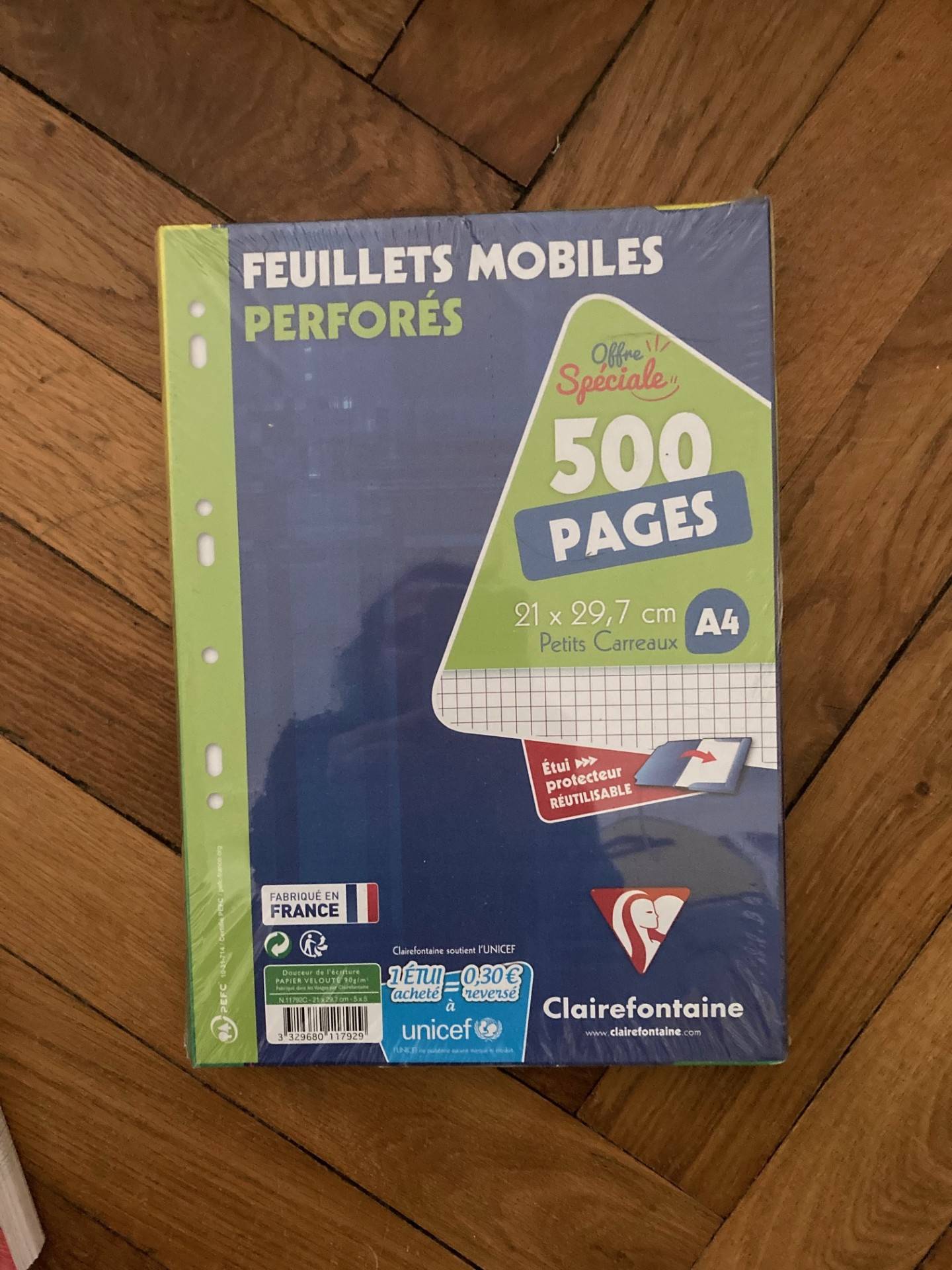 Vends 500 feuilles mobiles perforées petits carreaux neuves Clairefontaine
