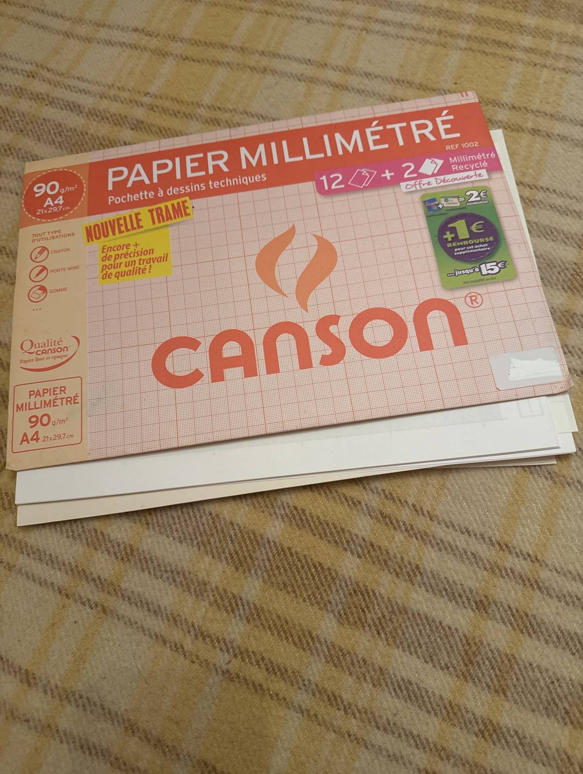 Feuilles A4 papier millimétré Canson