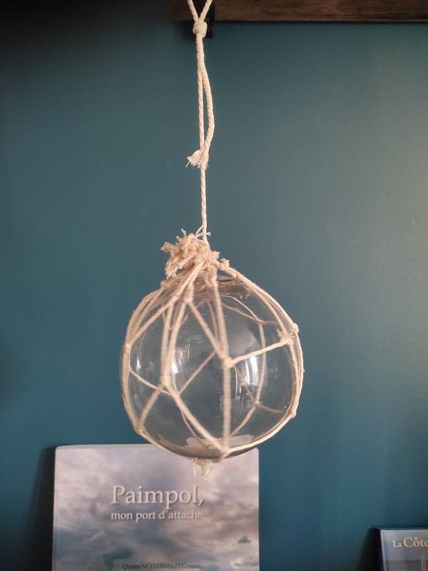 Lampe flotteur boule verre vert filet décoration marine dp 102238