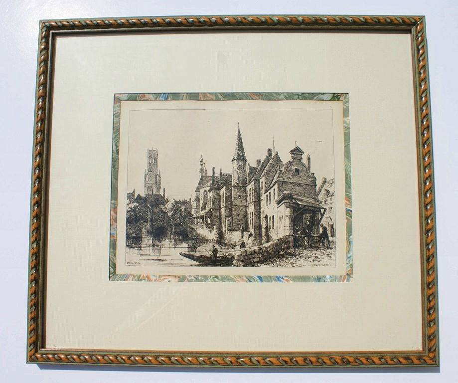 Eau forte de Ernest GEORGE (1839 - 1922) - représentant Bruges