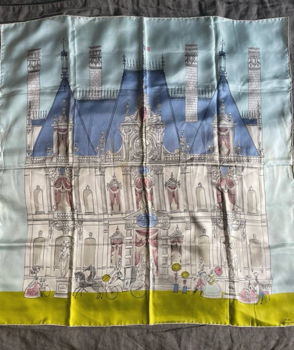 Foulard En Soie Vintage IVO RUGGERI - 85x85 Cm - Motif Paris - Multicouleur - Occasion