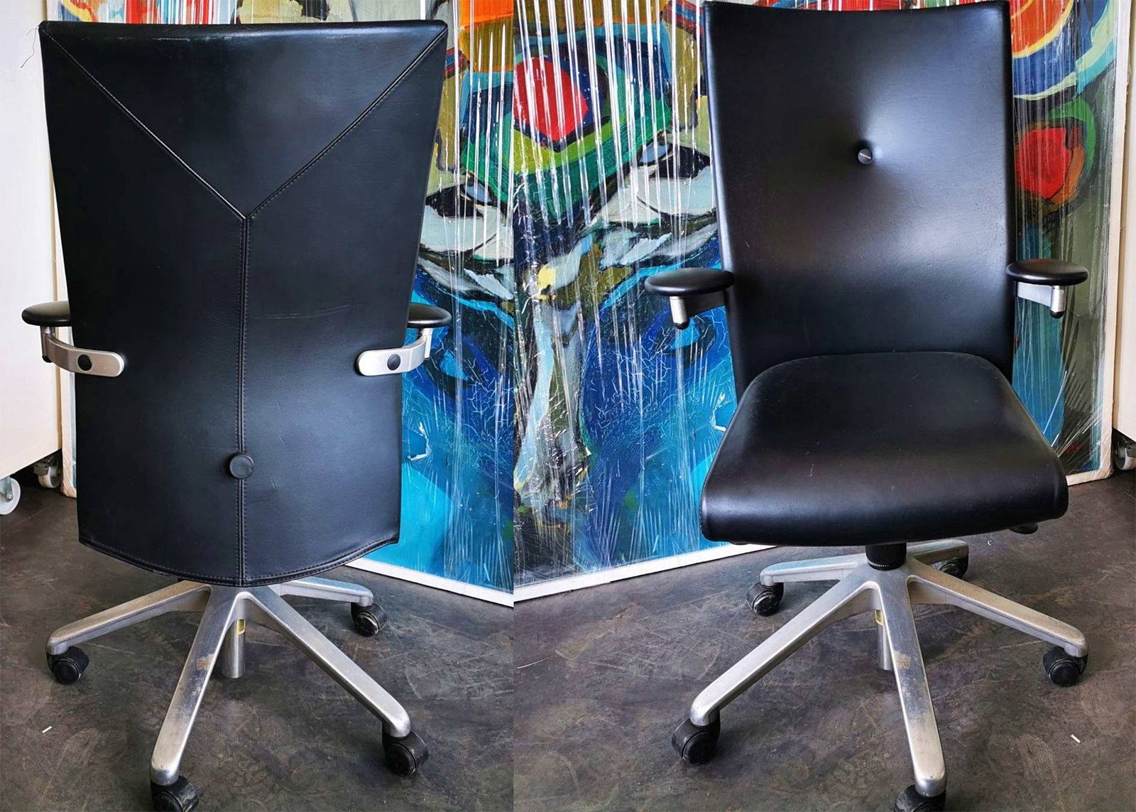 Fritz Hansen : rare Fauteuil de bureau et conférence cuir et aluminium