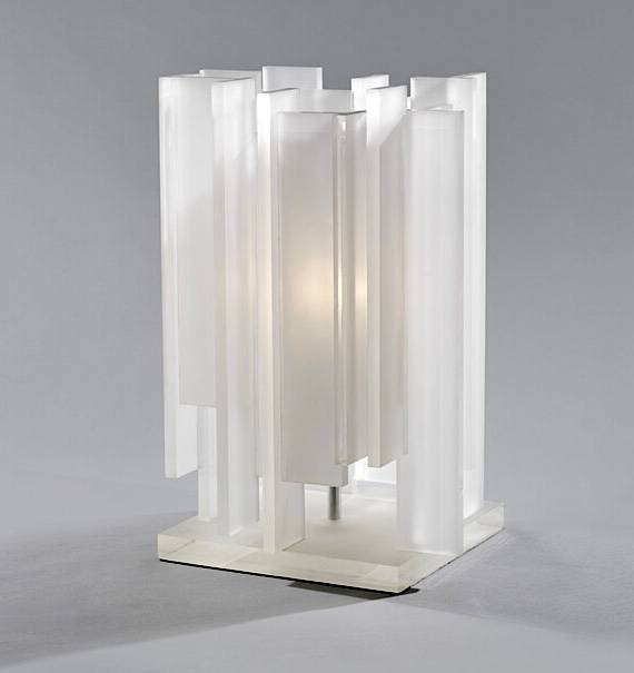 Gerhard berg. Lampe à poser, "berg table", northern lighting, années 1990/2000, plexiglas