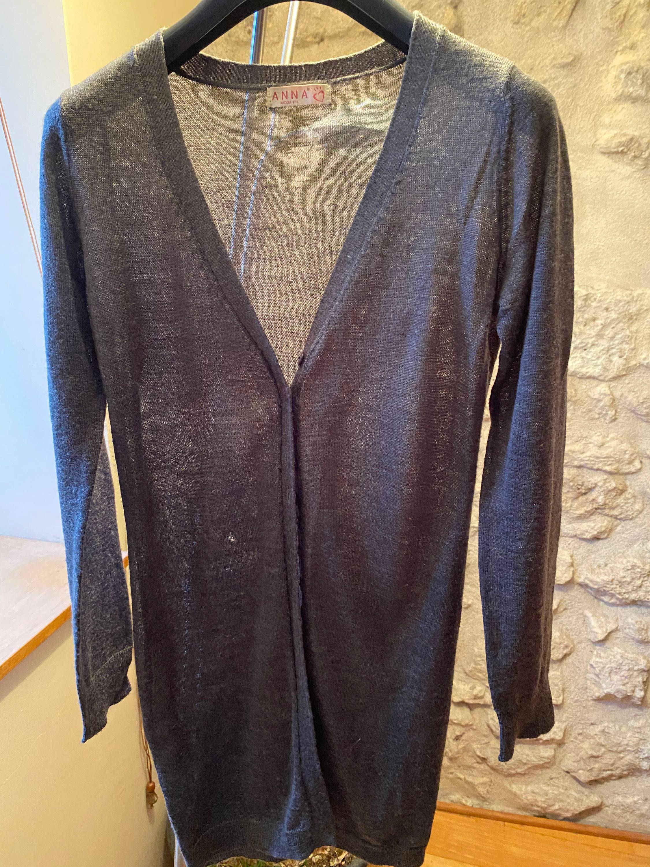 Vends gilet gris anthracite en laine très douce "Moda piu Anna" - Taille M