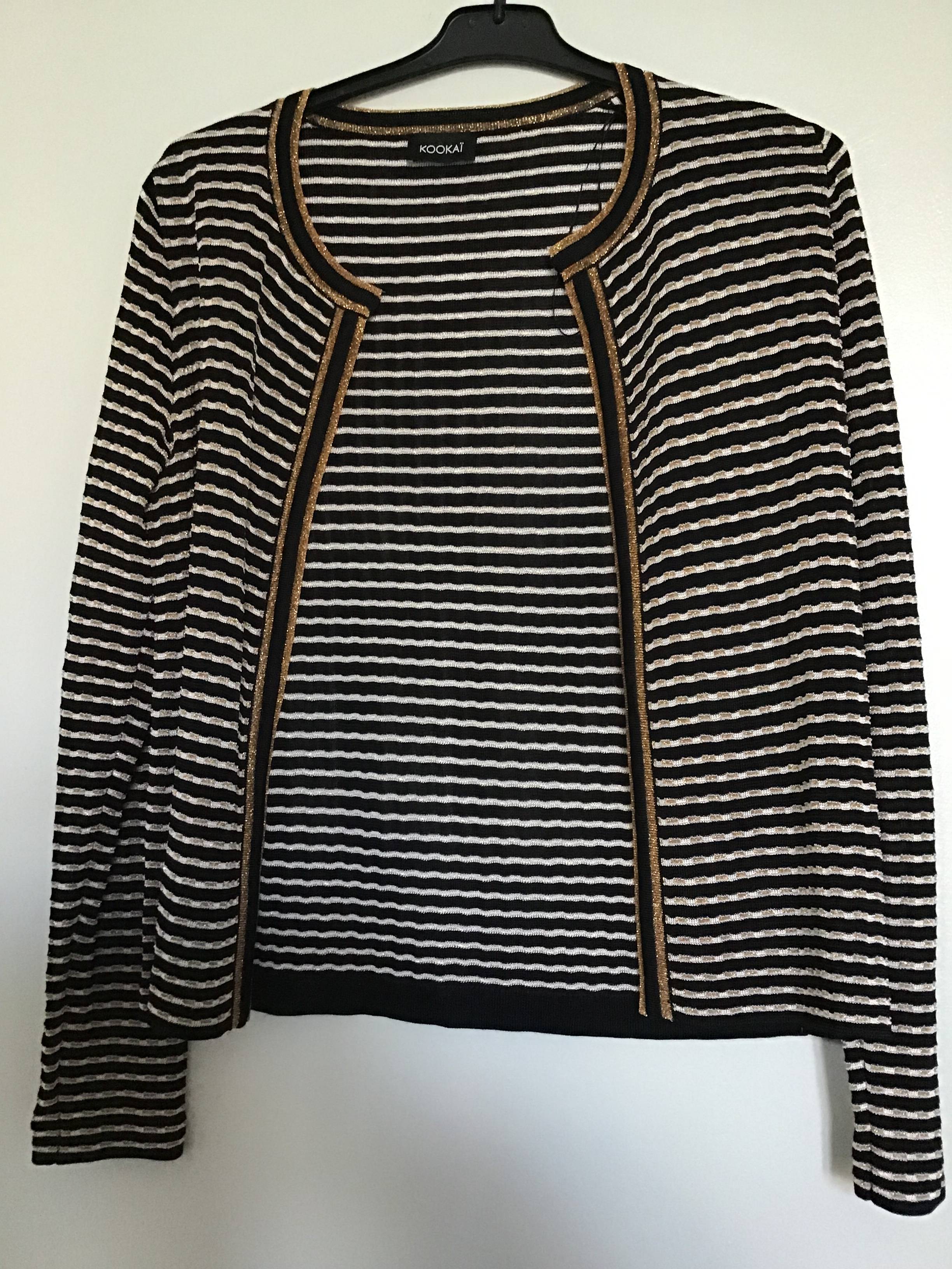 Gilet Rayé Gris Noir Rouge Agnès B. - Taille 1 - Occasion Très Bon état