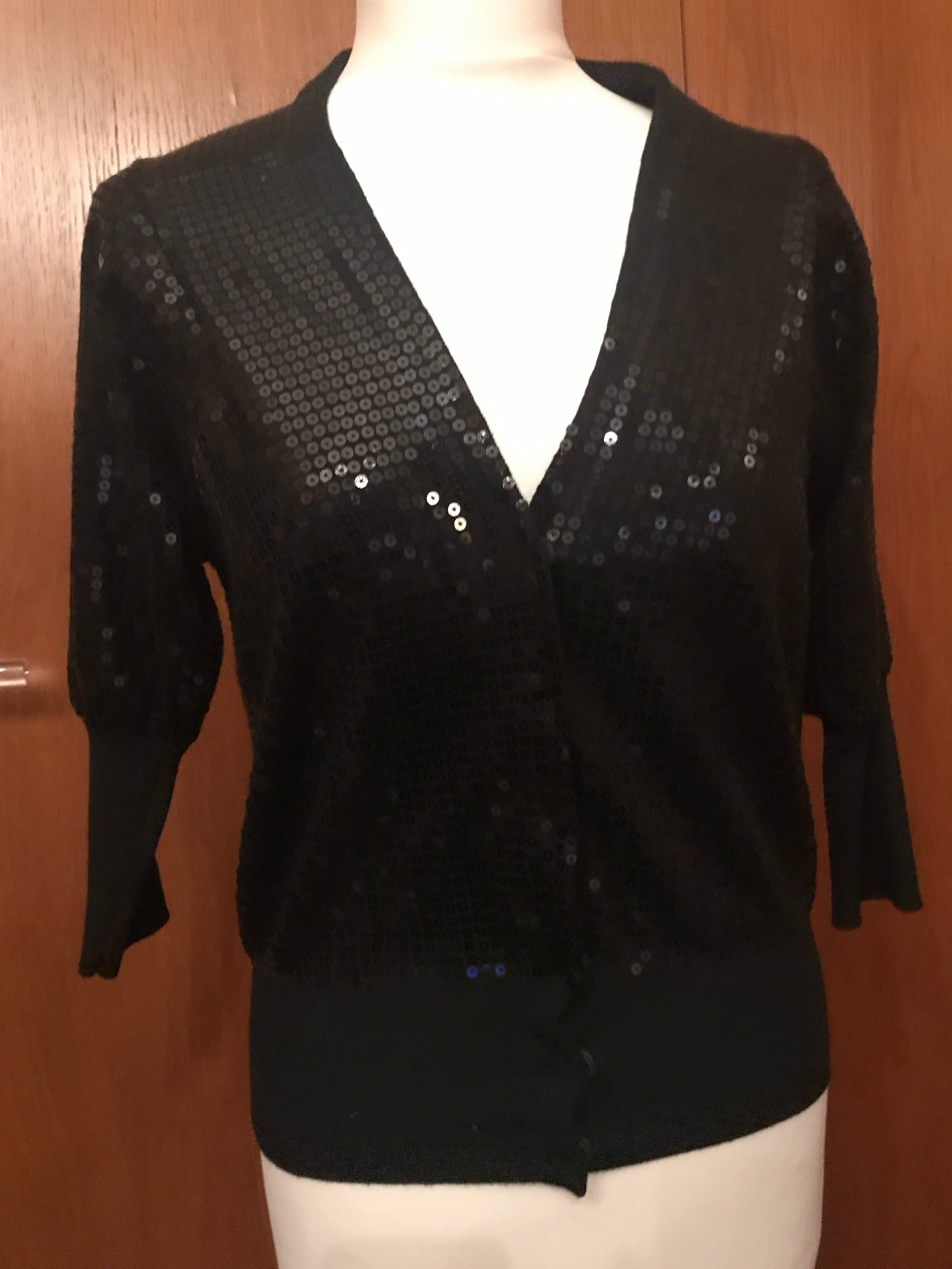 Gilet habillé LIU JO. Noir Pailleté. Neuf. Pure laine. T 38/40