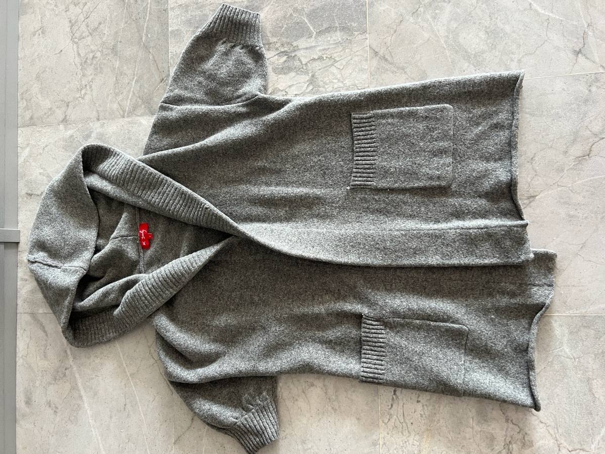 Gilet manteau en laine gris avec patch Liberty - Taille M