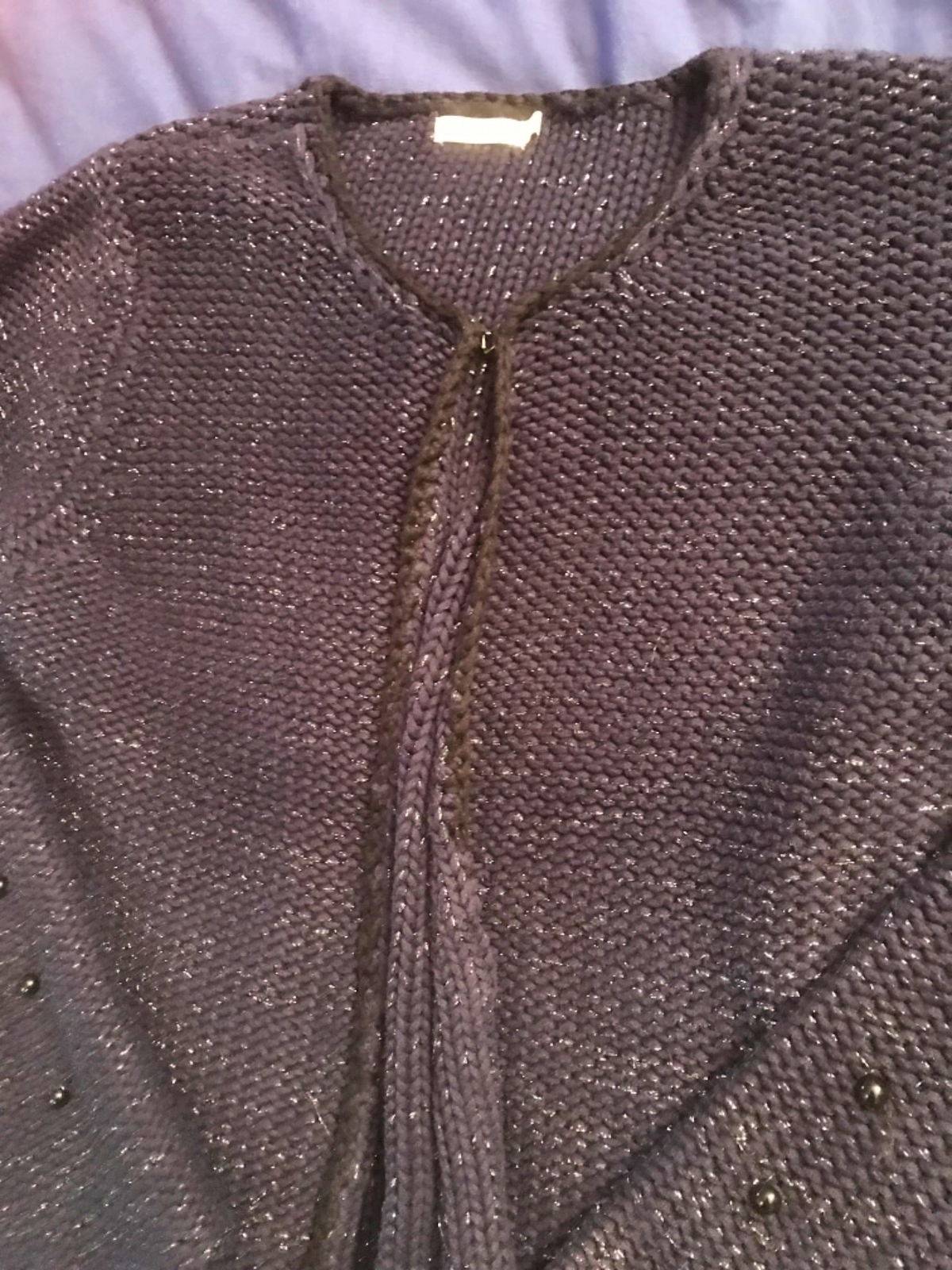 Gilet bleu marine et fil argenté en très bon état - taille M