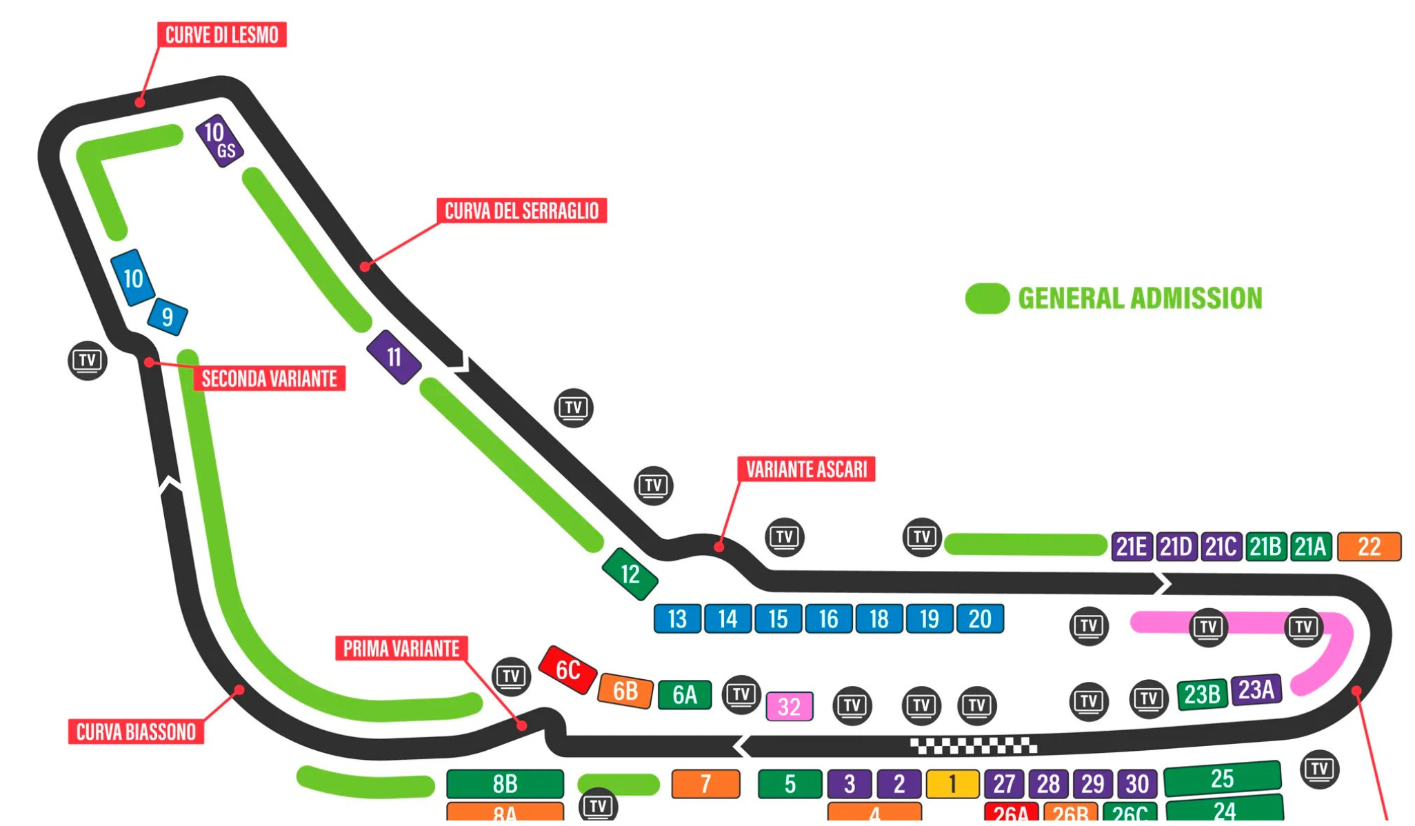 Vends 2x pass 3 jours Tribune 24 Vedano pour le Grand Prix Formule 1 à Monza le 5 septembre 2025