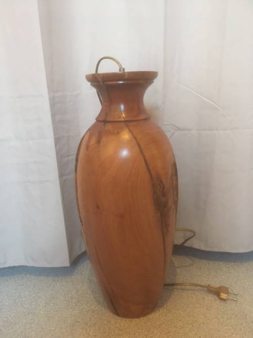 Grand pied de lampe en bois tourné (44 cm de haut)
