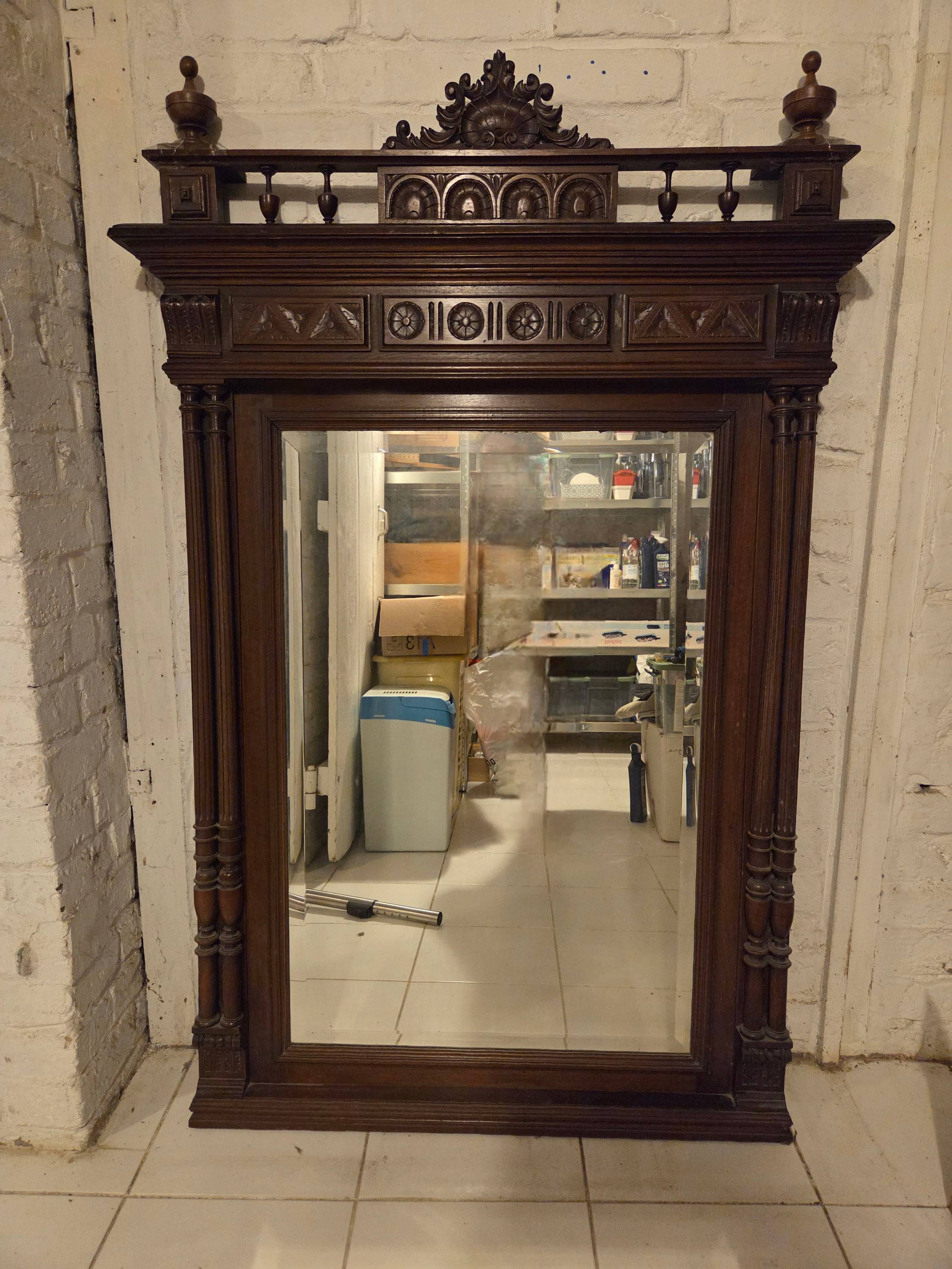 Miroir Ancien Bois Sculpt