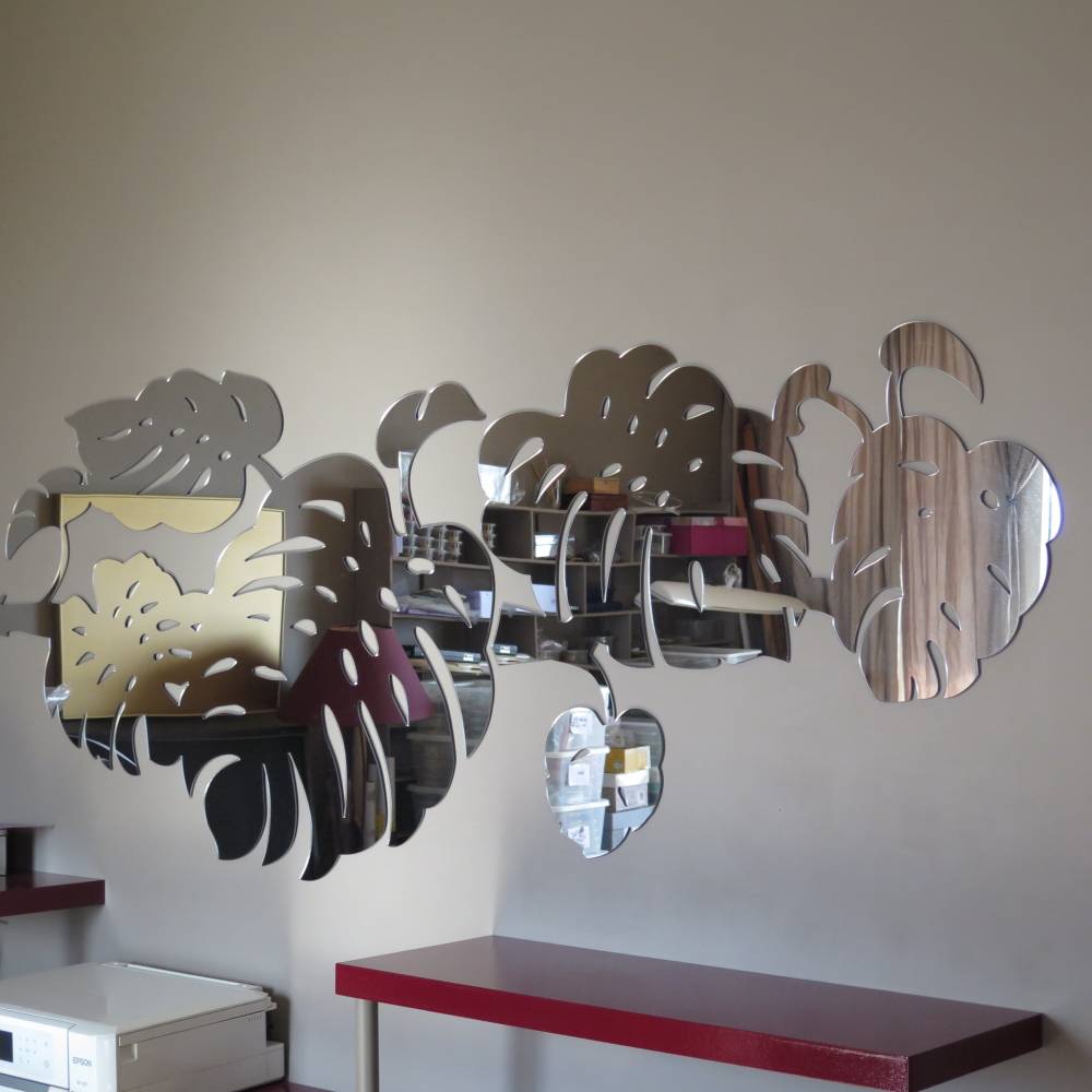 Très grand miroir mural en forme de feuilles
