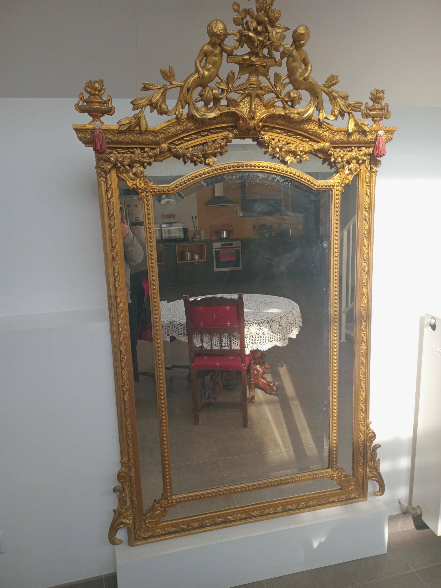 Grand miroir panoramique époque Napoléon III Dimensions 186x111