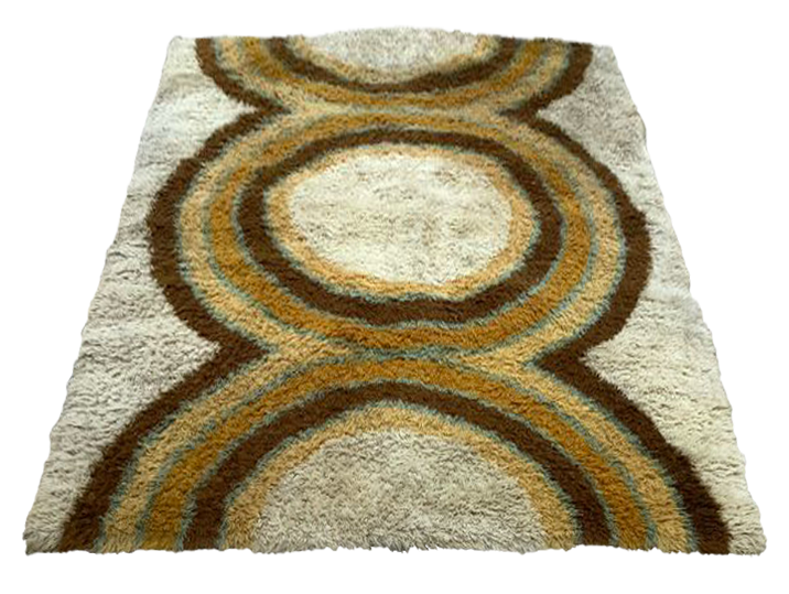 Grand Tapis Vintage • Pop Psyché • Højer Eksport Wilton • Laine • 240 cm x 170 cm • 1970