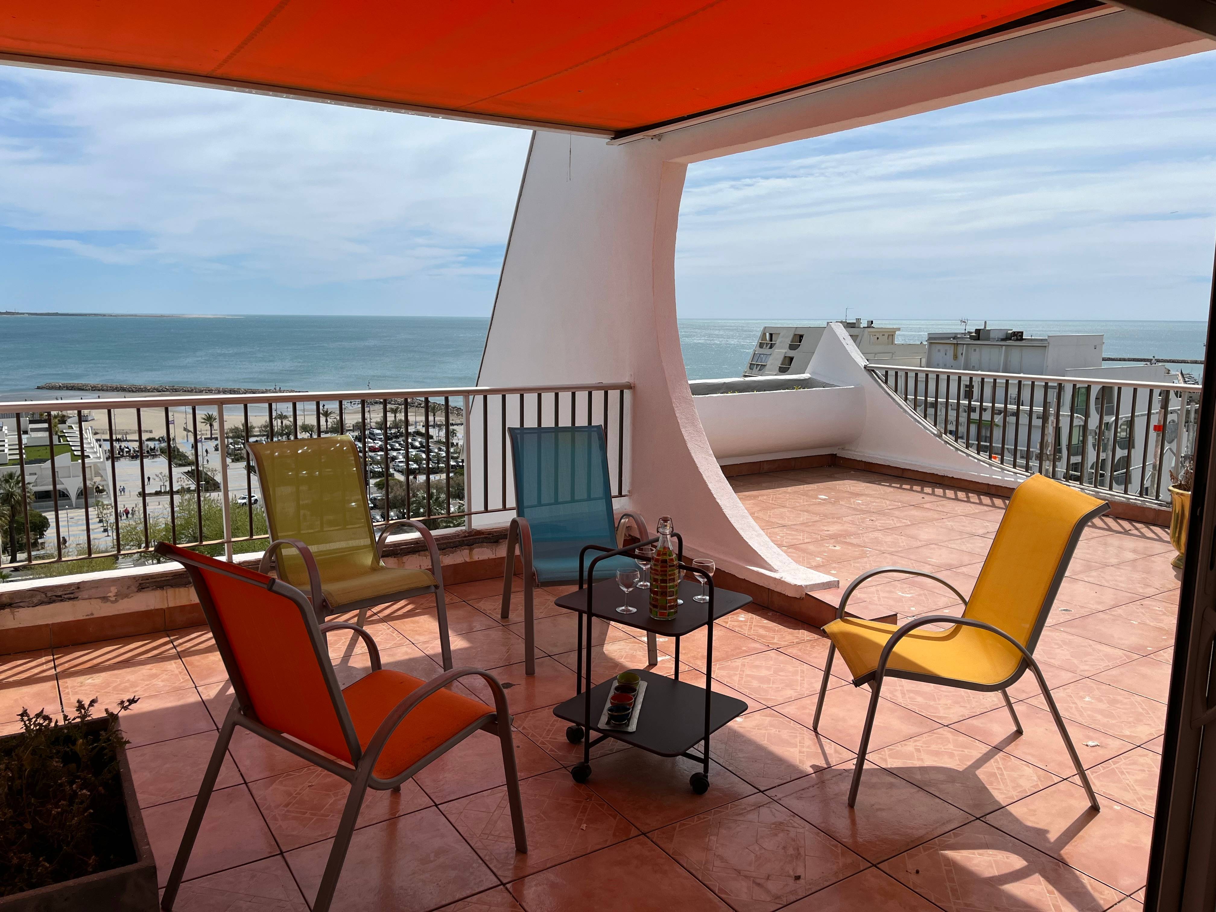 Loue appartement classé 3 étoiles à La Grande Motte avec toit terrasse vue mer - 6 couchages