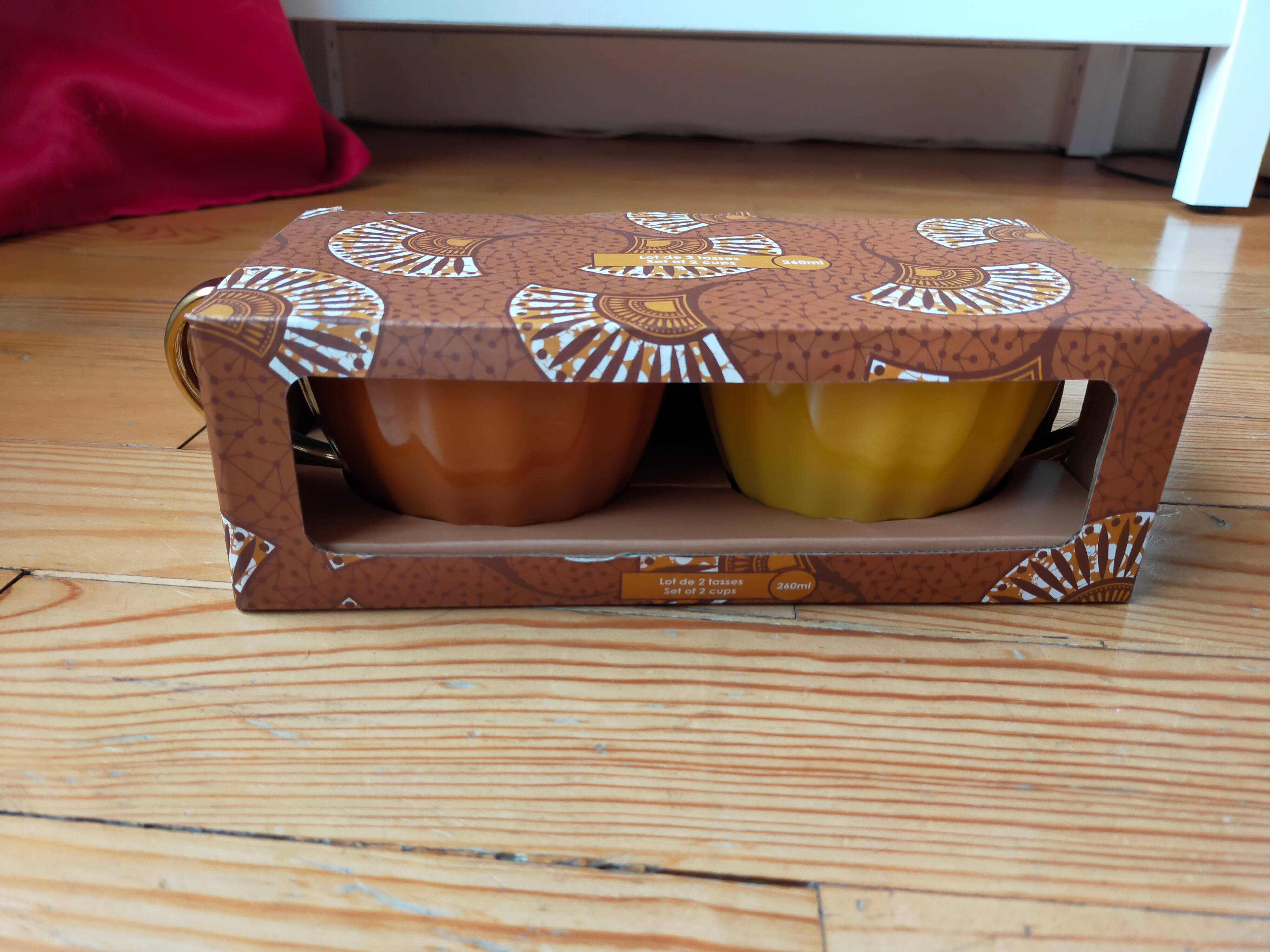 Lot de 2 grandes tasses assorties jaune moutarde & terracotta Neuves