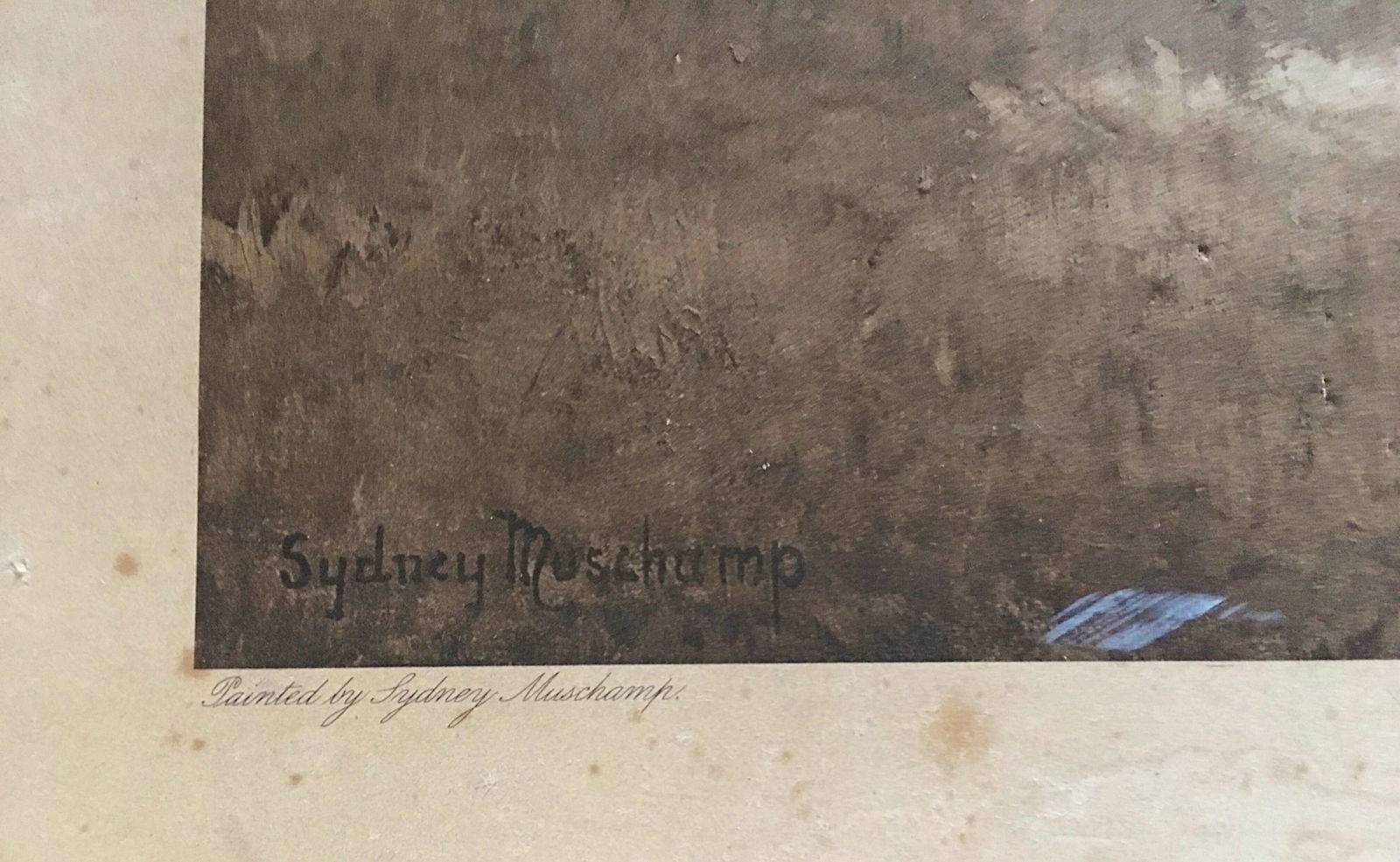 Gravure ancienne en sépia, Heureux Moments par Francis Sydney Muschamp