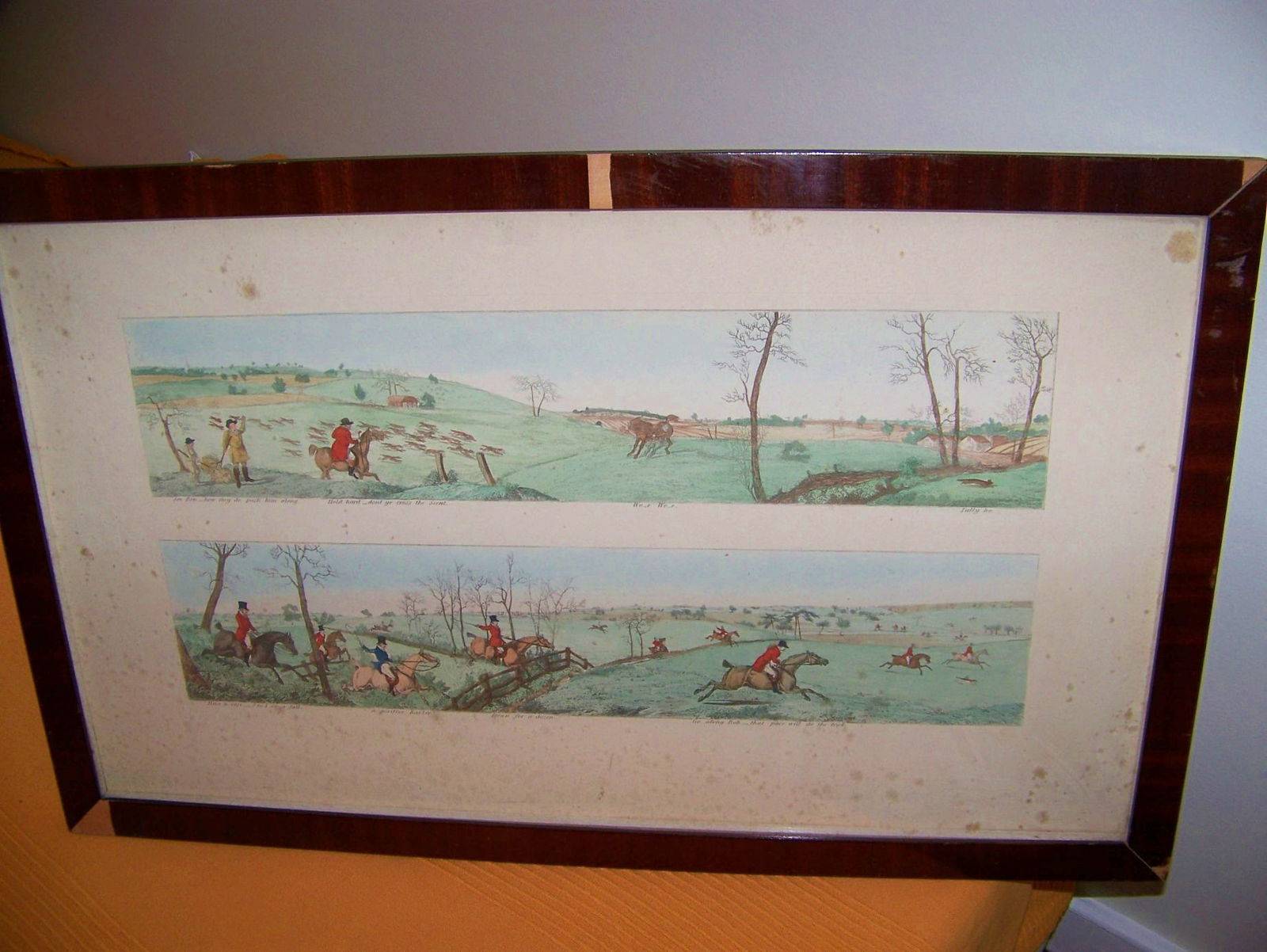 Gravure anglaise : scène de chasse