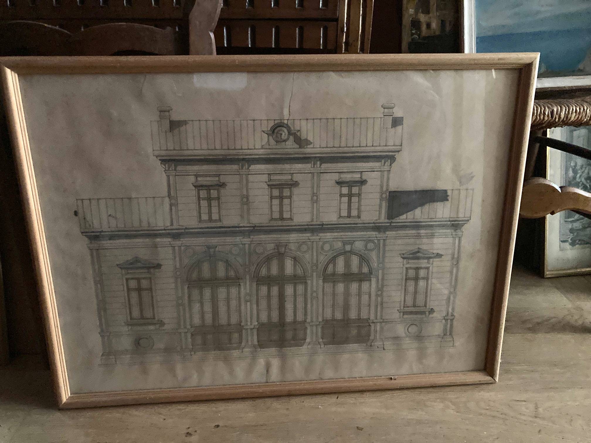 Vends gravure d’architecte vers 1900