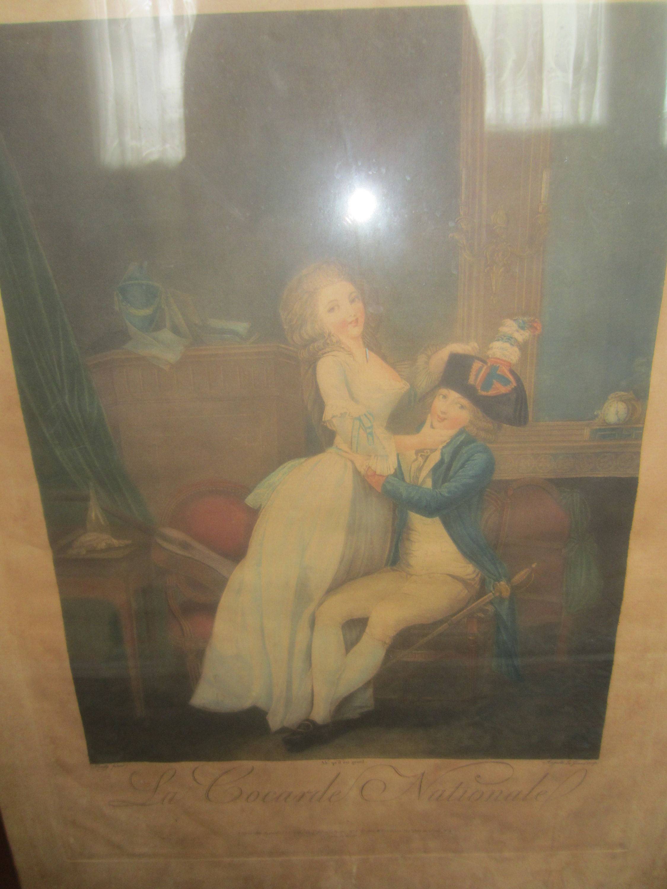 Vends gravure colorisée ancienne "La cocarde nationale" valeur historique