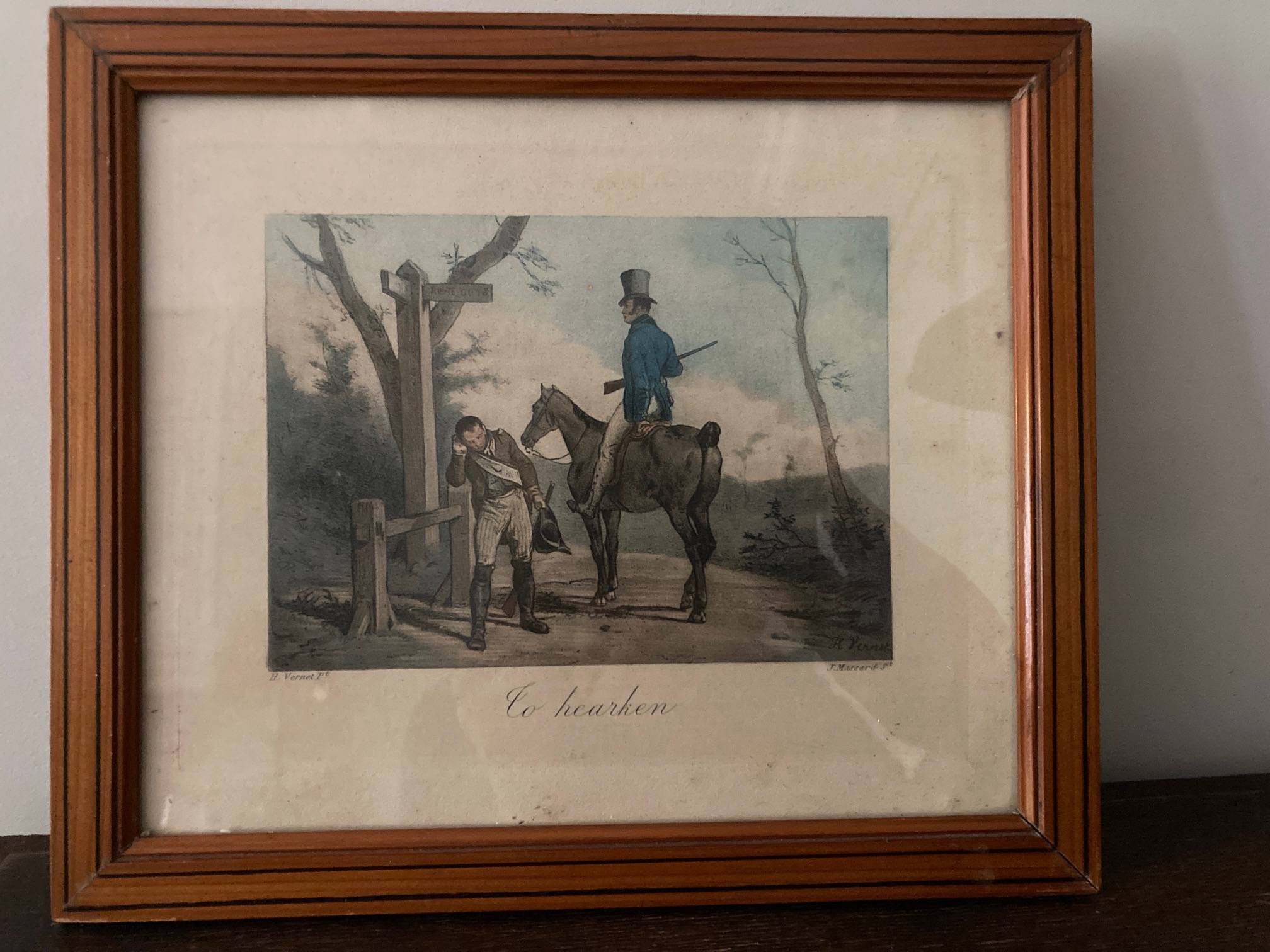 Gravure de Horace Vernet cadre en pitchpin