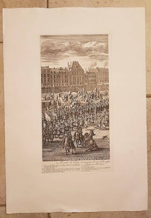 Gravure représentant "La marche du Roy" de Jan van HUCHTENBURG 53X76cm