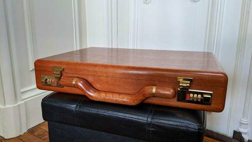 GUERLAIN, attaché case, malette, briefcase, en bois