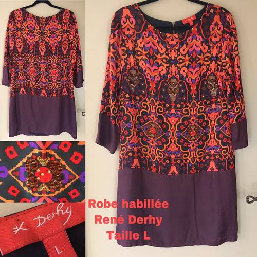 Robe habillée multicolore René Derhy, taille L