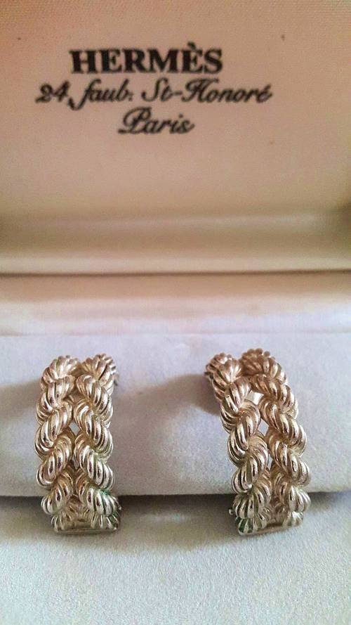Hermes boucle oreille argent style chic