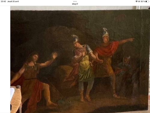 Huile sur toile Rome antique gladiateurs fin XVIIème/début XVIIIème