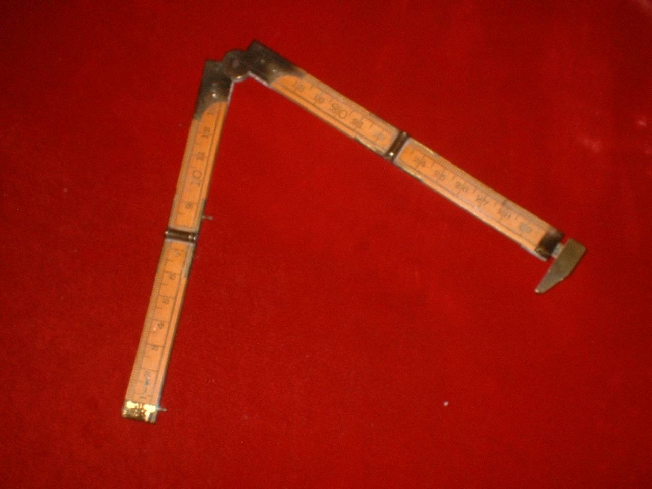 Instrument mesure ancien mètre pied à coulisse bois laiton pied de roi