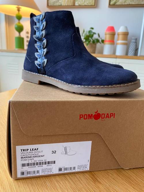 Très jolies bottines Pom d’Api velours - Pointure 32