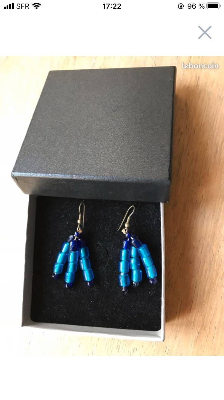 Vends jolies boucles en argent et perles turquoise neuves
