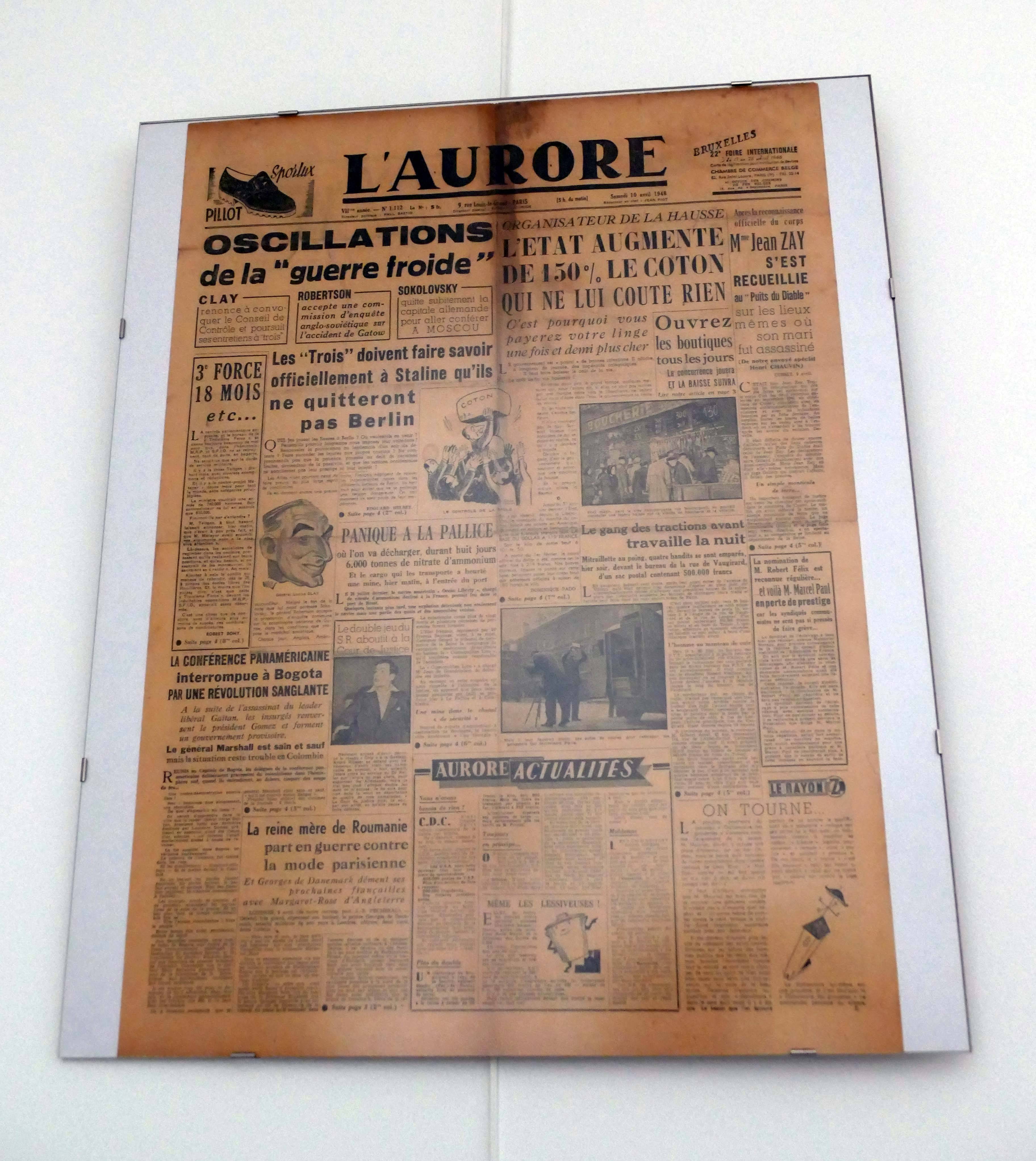 Journal date de naissance (2) - 10 avril 1948 - sous verre