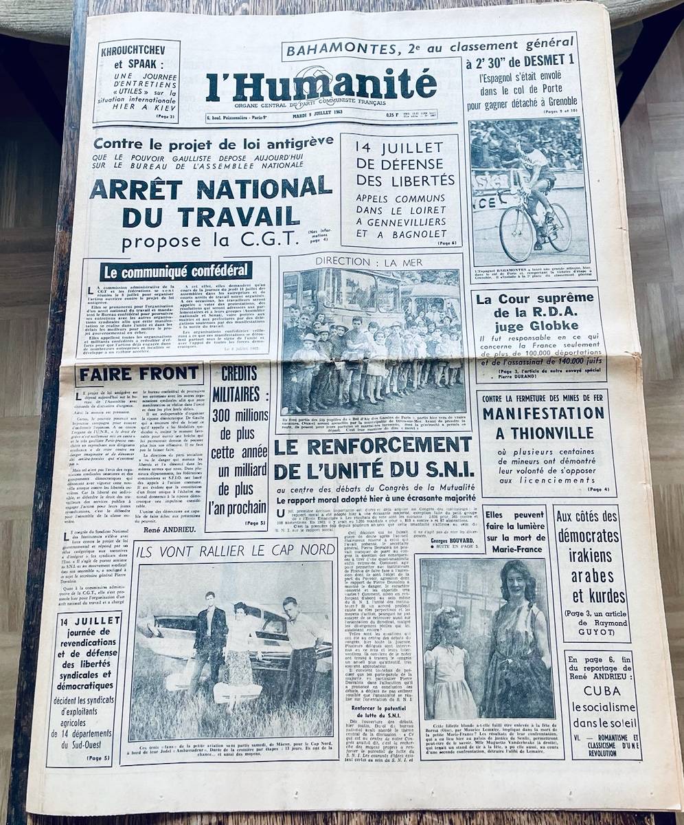 Journal naissance 9 juillet 1963 Humanité