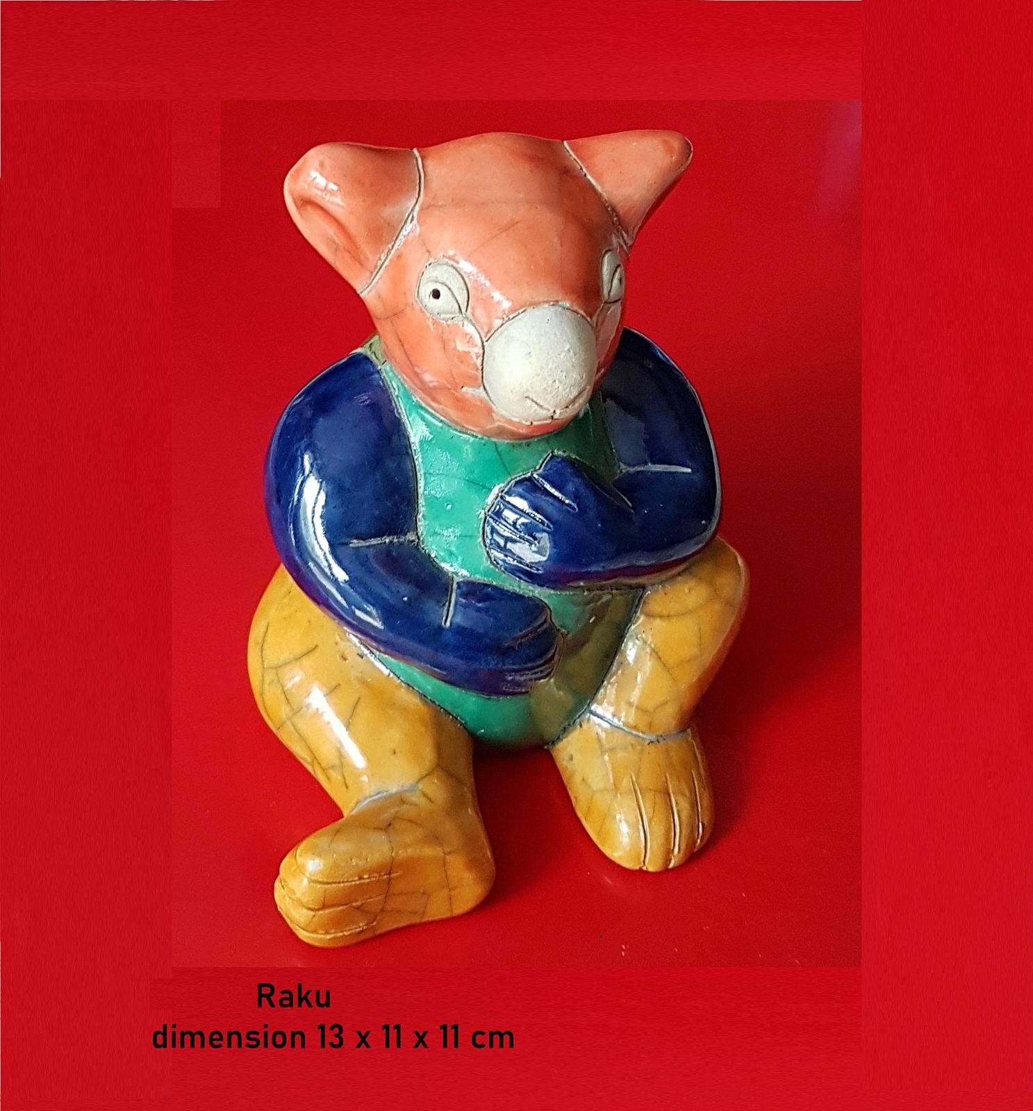 Vends Ourson Kruger en céramique d’art Raku Afrique du sud
