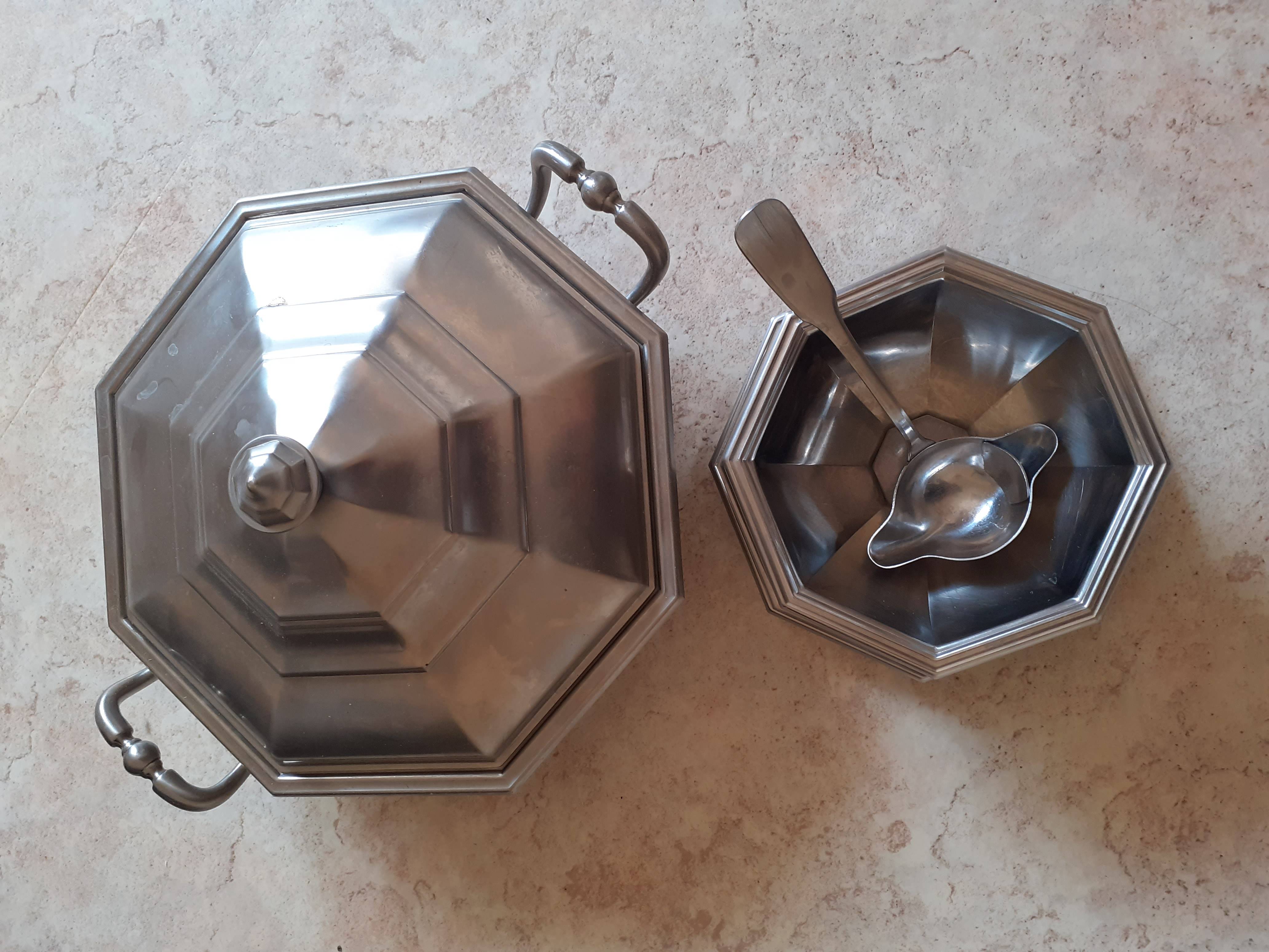 Légumier et saucière en inox satiné Jean Couzon