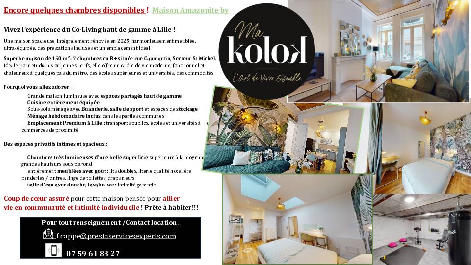 Loue maison 150m² Lille - Colocation premium dans une maison de ville