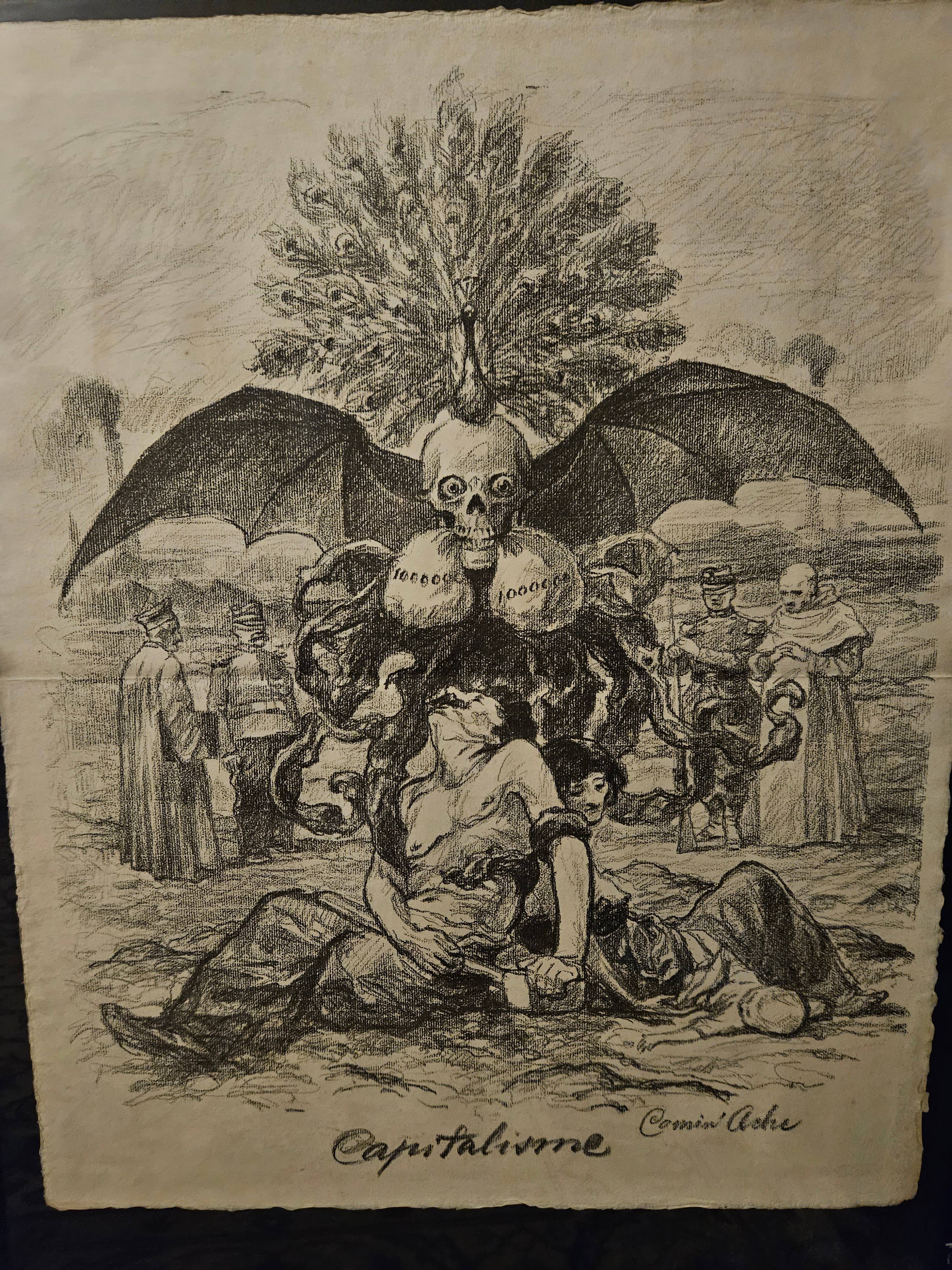 Lithographie "Capitalisme" de Comin’Ache - 1899