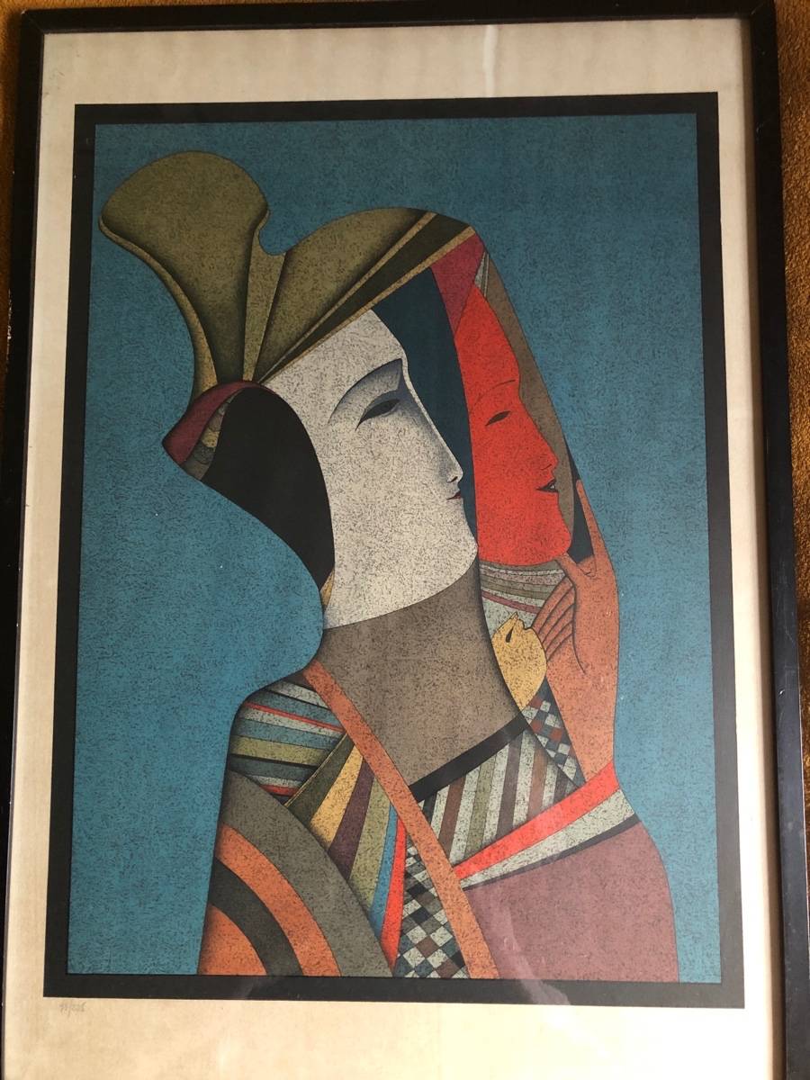 Lithographie Chemiakin Double portrait de Rebecca