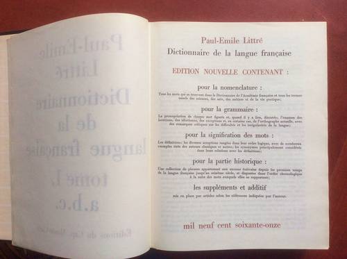 Littré Dictionnaire de la langue Française en 4 volumes