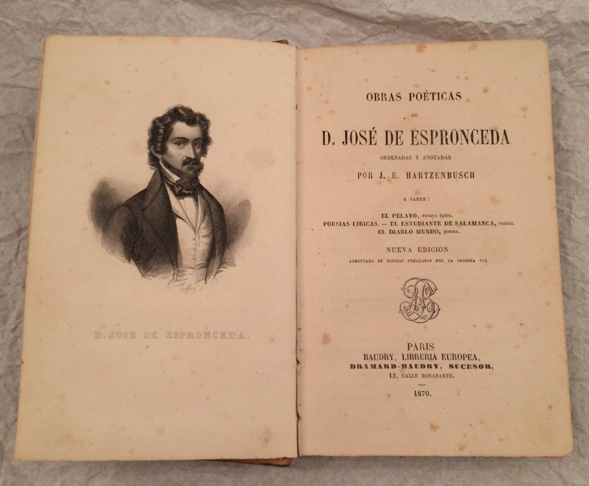 Dramard-Baudry 1870, œuvres de Espronceda en espagnol