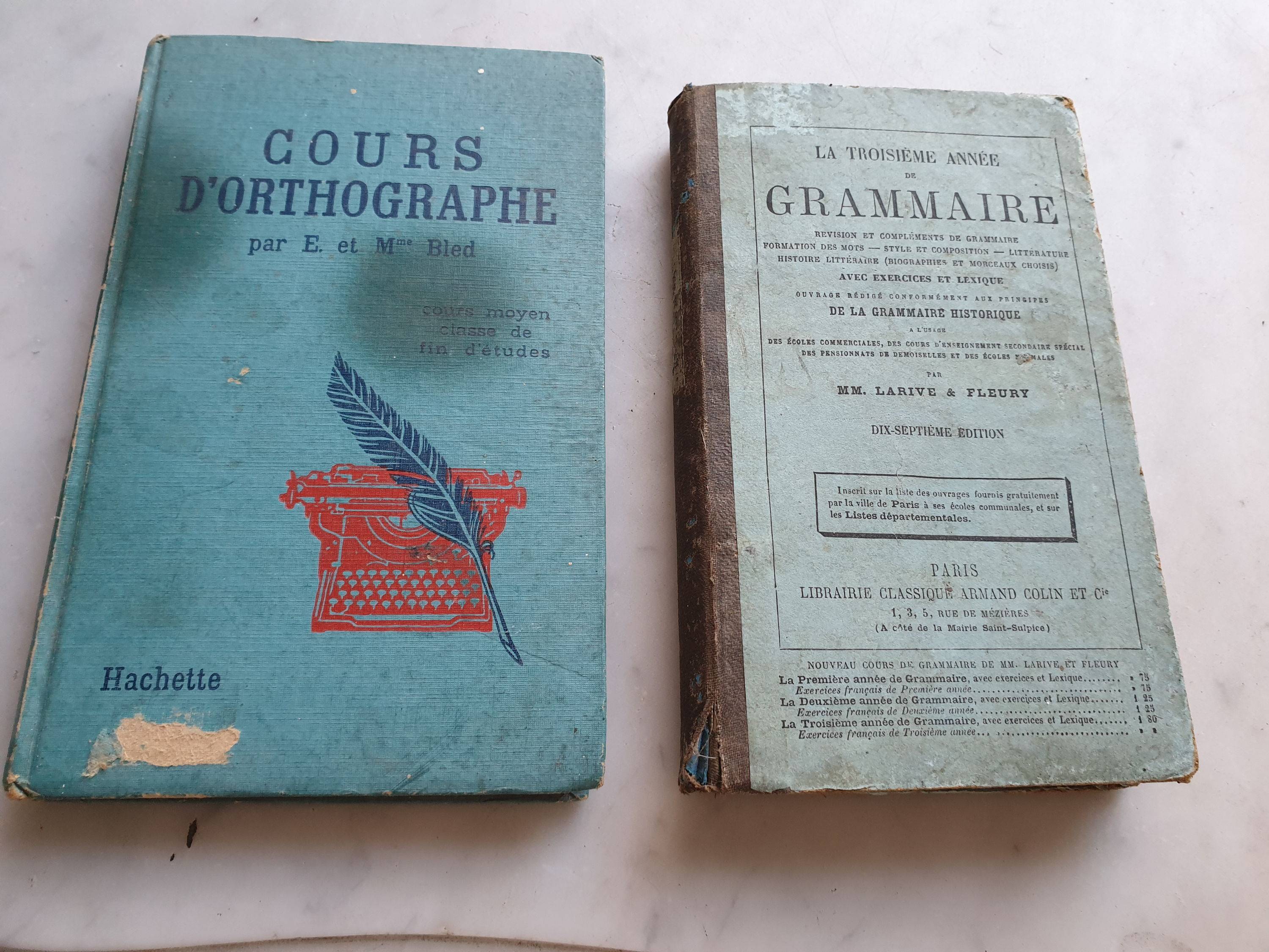 Vends livres anciens d’orthographe et de grammaire