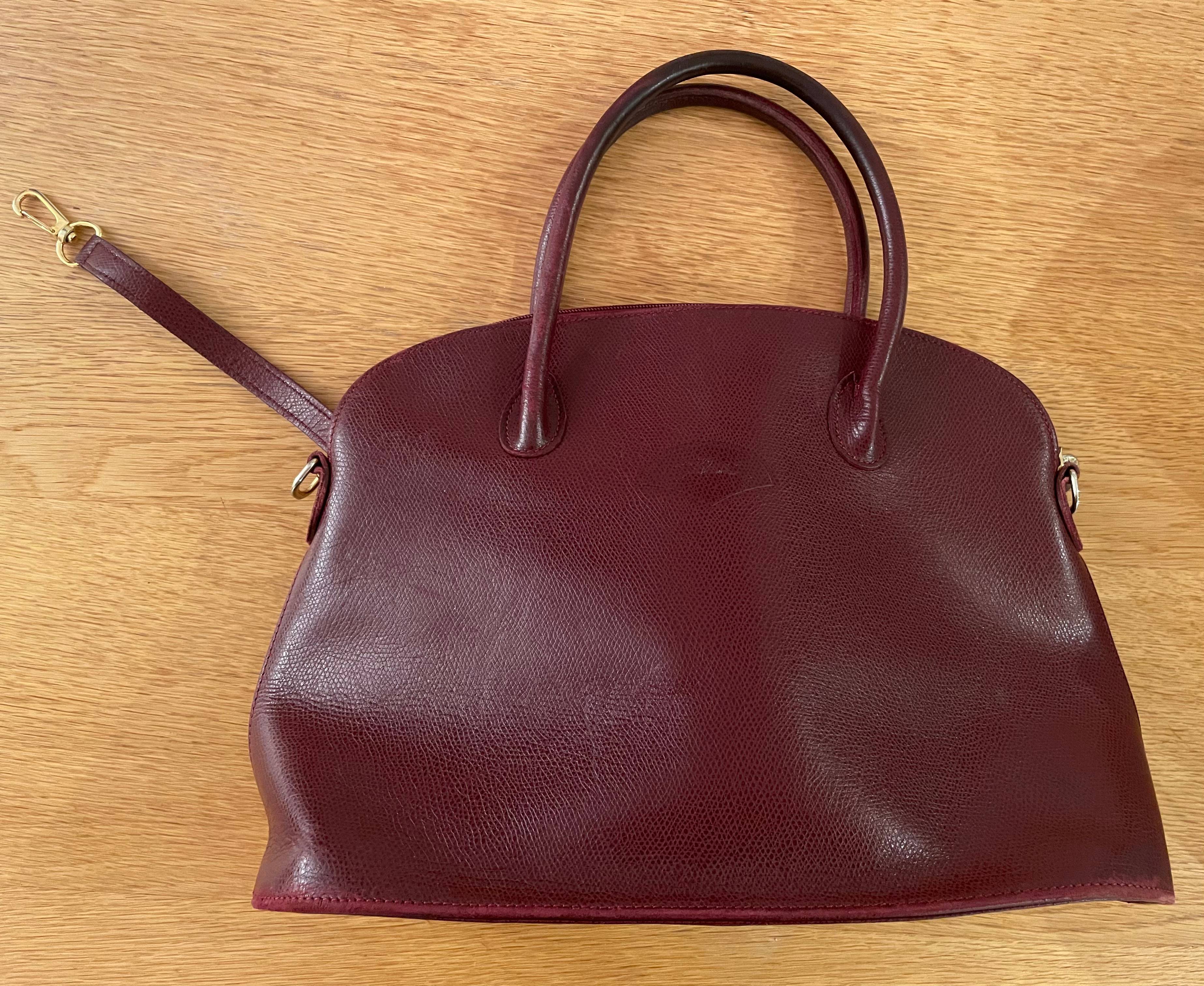 Sac à main longchamp, en cuir bordeaux, excellent