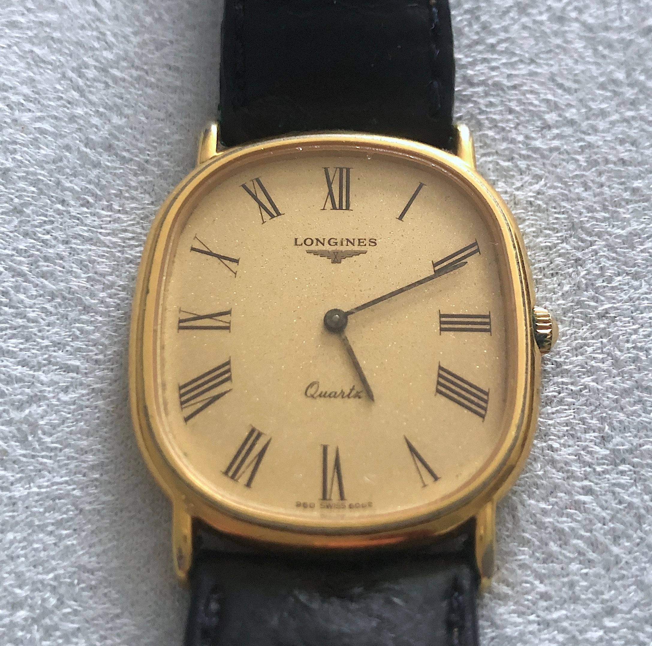 Vends Longines Tonneau 4301 quartz vintage plaqué 18K or montre homme