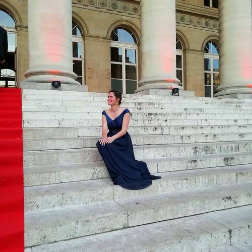 Robe longue taille 40 bleu marine style empire, portée 1 fois
