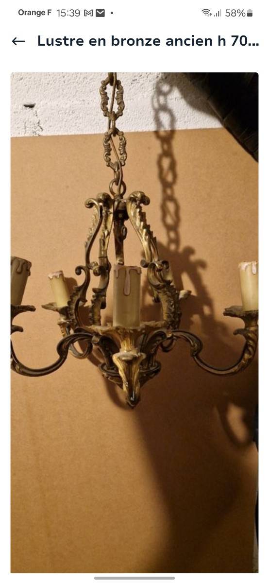 Lustre en bronze ancien h 70cm - l’45cm
