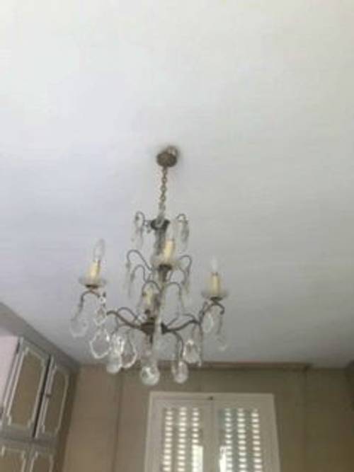 Beau lustre en bronze et cristal