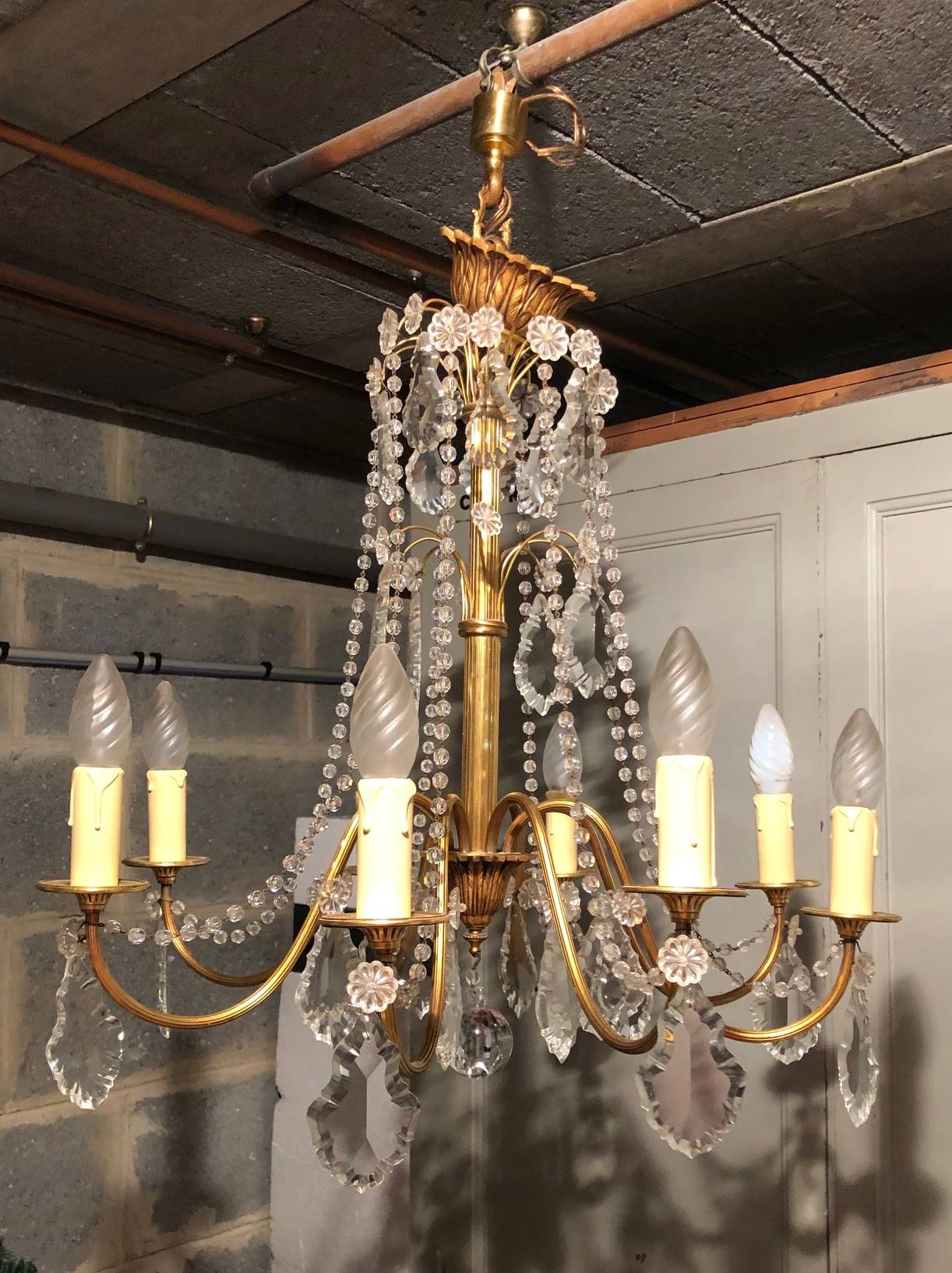 Lustre Louis XV Bronze et cristal de Bohème